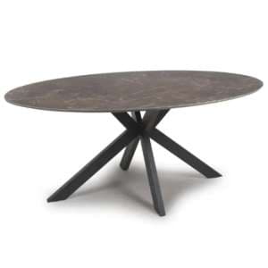 Gabri Sintered Stone Dining Table Oval In Marbled Effect - UK