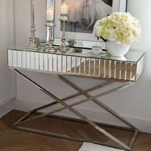 Gala Mirrored Wooden Console Table In Silver - UK