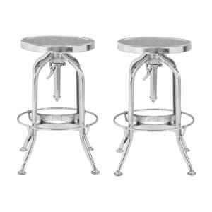 Dschubba Silver Steel Adjustable Stools In A Pair - UK