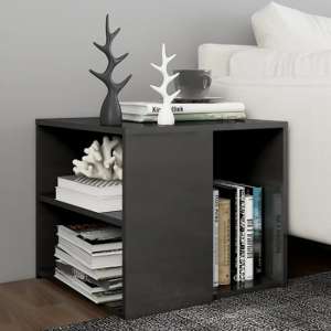 Gizela High Gloss Side Table With Shelves In Grey - UK