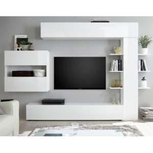 Halcyon Wall Entertainment Unit In White High Gloss - UK
