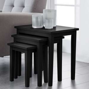 Cadee Wooden Set Of 3 Nest of Tables In Black - UK
