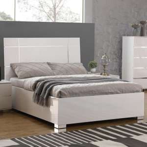 Helena High Gloss King Size Bed In White - UK