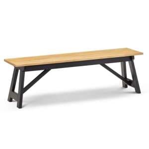 Haile Wooden Dining Bench In Black And Oak - UK
