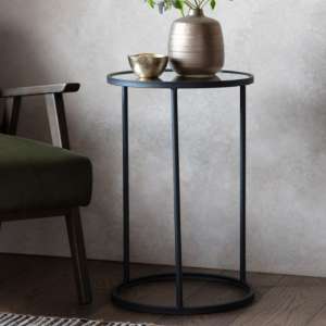 Hutten Clear Glass Side Table With Black Metal Frame - UK