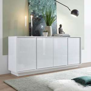 Iconic Wooden Sideboard In White High Gloss With 4 Doors - UK
