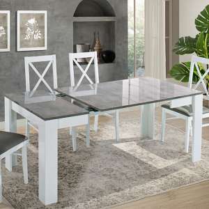 Idea Extending Wooden Dining Table In White And Grey High Gloss - UK