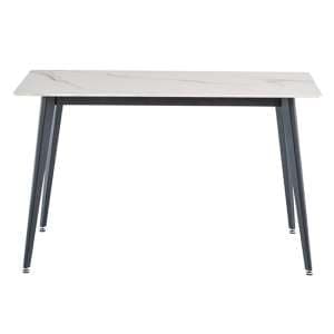 Inbar 130cm Marble Dining Table In Kass Gold With Black Legs - UK