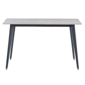 Inbar 130cm Marble Dining Table In Rebecca Grey With Black Legs - UK