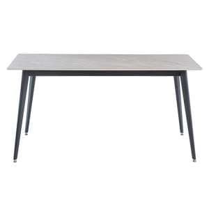 Inbar 160cm Marble Dining Table In Rebecca Grey With Black Legs - UK