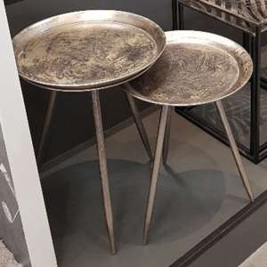 Inman Round Metal Set Of 2 Side Tables In Bronze - UK