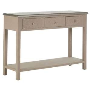 Intercrus Wooden Console Table With 3 Drawers In Stone Linen - UK