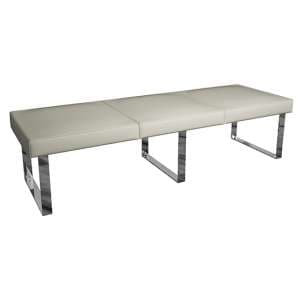 Irvane Faux Leather 180cm Dining Bench In Taupe - UK