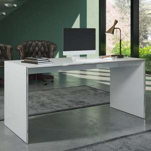 Isna High Gloss Computer Desk In Light Grey - UK