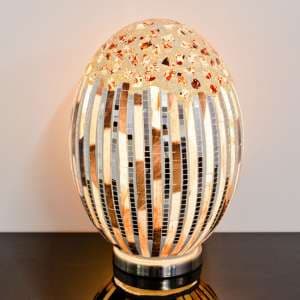 Izar Large Art Deco Design Mosaic Glass Egg Table Lamp - UK