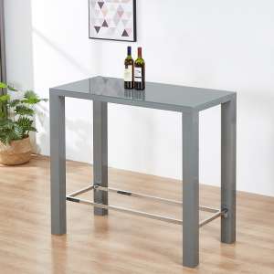 Jam High Gloss Bar Table Rectangular Glass Top In Grey - UK