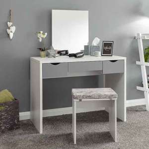 Elstow Wooden Dressing Table Set In White And Grey - UK