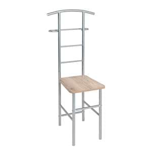 Kaibito Metal Valet Stand In Aluminium With San Remo Oak Seat - UK