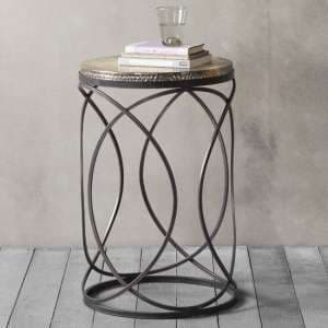 Kamba Round Metal Side Table In Gold And Black - UK
