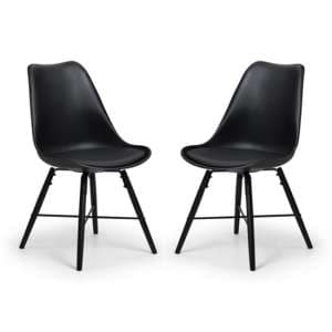 Kaili Dining Chair With Black Seat And Black Legs In Pair - UK