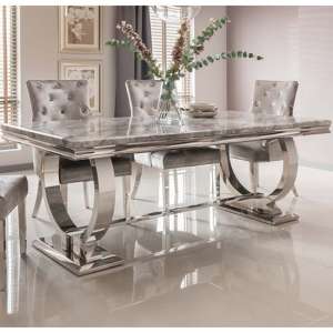 Kelsey Large Marble Dining Table With Steel Base In Grey - UK