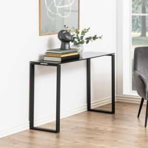 Kennesaw Smoked Glass Console Table With Black Frame - UK