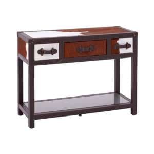 Kensick Wooden Console Table With 3 Drawers In Brown And White - UK