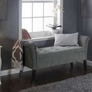 Bridport Ottoman Seat In Grey Chenille Fabric With Dark Legs - UK