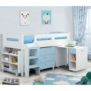 Kaira Cabin Bunk Bed In White And Blue - UK