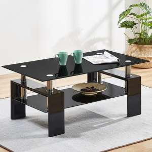 Kontrast Black Glass Coffee Table With Black High Gloss Legs - UK
