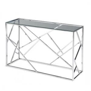 Keele Glass Console Table With Polished Stainless Steel Frame - UK
