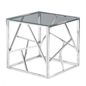 Keele Glass Side Table With Polished Stainless Steel Frame - UK