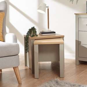 Loftus Set Of 2 Wooden Nesting Tables In Grey And Oak - UK