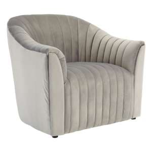 Larawag Upholstered Velvet Armchair In Grey - UK