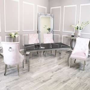 Laval Black Glass Dining Table With 8 Dessel Pink Chairs - UK