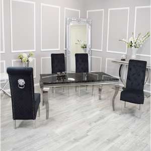 Laval Black Marble Dining Table With 8 Elmira Black Chairs - UK