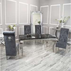 Laval Black Marble Dining Table With 6 Elmira Dark Grey Chairs - UK