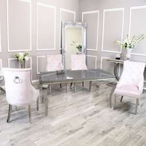 Laval Grey Glass Dining Table With 8 Dessel Pink Chairs - UK