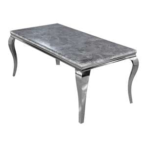 Laval Large Light Grey Marble Dining Table With Chrome Legs - UK