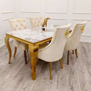 Laval Pandora Sintered Stone Dining Table 8 Benton Cream Chairs - UK