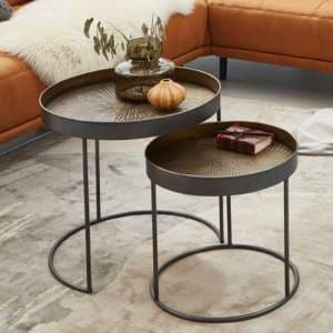 Lewiston Metal Set Of 2 Side Tables In Copper And Black - UK