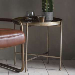 Linux Round Metal Tray Side Table In Bronze - UK