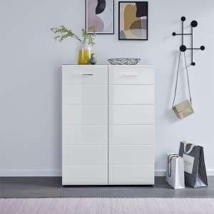 Aquila Shoe Cabinet In White High Gloss And Smoky Silver - UK