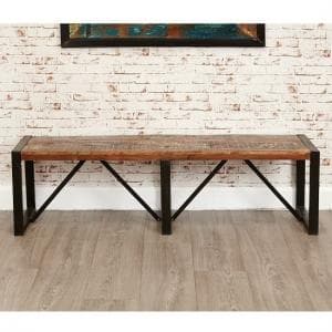 London Urban Chic Wooden Large Dining Bench With Steel Base - UK