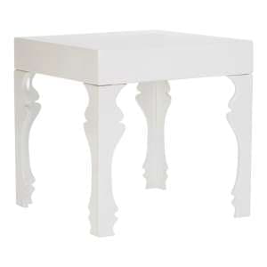 Louis Rectangular High Gloss Side Table In White - UK
