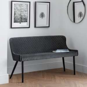 Lakia High Back Velvet Upholstered Dining Bench In Grey - UK