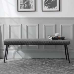 Lakia Low Velvet Upholstered Dining Bench In Grey - UK
