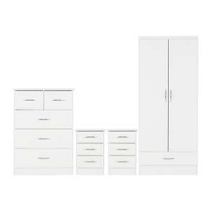 Mack Gloss Bedroom Set With 2 Doors Wardrobe In White - UK