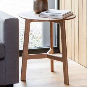 Madrina Round Wooden Side Table In Oak - UK