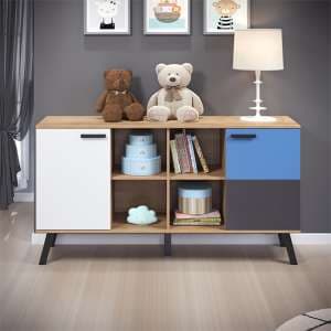 Maili Wooden Sideboard 2 Doors In Beech And Multicolour - UK